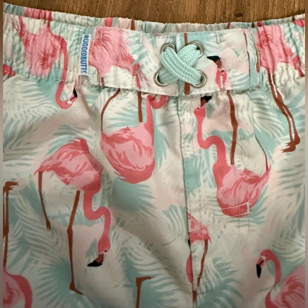 Ruggedbutts boy size 10 Flamingo Print Swim trunks - Pink and Blue - Picture 2 of 4